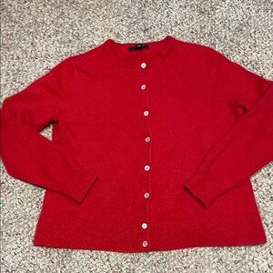 100% cashmere red lands end cardigan